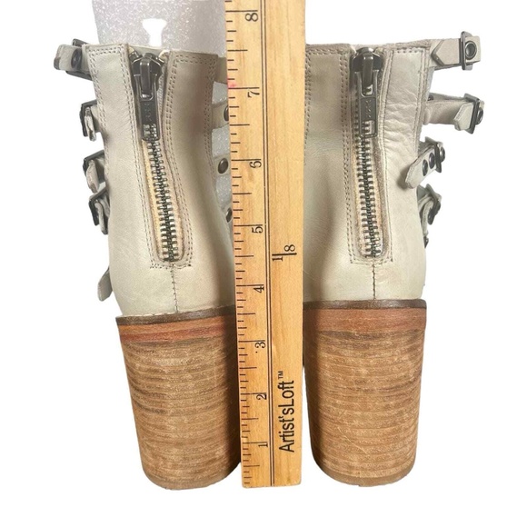 VINTAGE FOUNDRY JAMINA BLOCK HEEL LEATHER STUDDED SANDALS IN WHITE 7 NEW!! - Picture 2 of 8
